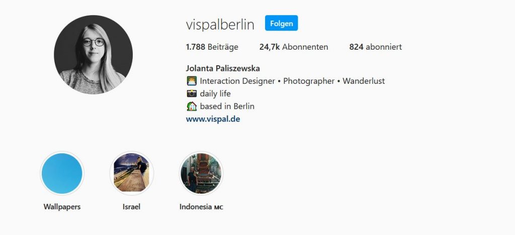 Instagram Profil von Jolanta Paliszewska