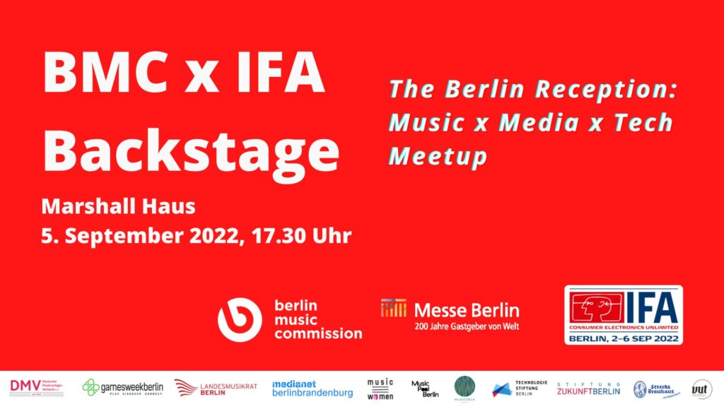 Bild enthält Text: BMC x IFA Backstage: Im Marshall Haus am 5. September um 17:30 Uhr