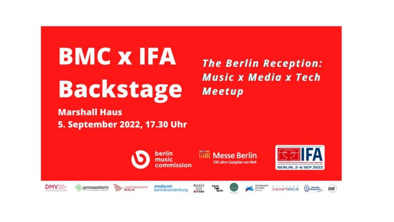 Bild enthält Text: BMC x IFA Backstage: Im Marshall Haus am 5. September um 17:30 Uhr