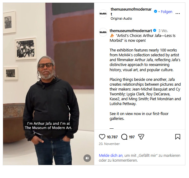 Screenshot eines Video-Posts mit Untertiteln vom Instagram-Kanal des MoMA